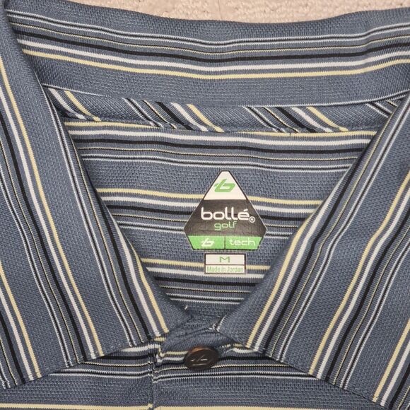 Bolle Golf Polo Shirt Mens MEDIUM Stripe Casual Activewear Athleisure Preppy - Picture 2 of 7